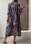 Kadın Kısa Kollu önü Açık Belden Kuşaklı Uzun Kimono