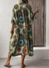 Kadın Kısa Kollu önü Açık Belden Kuşaklı Uzun Kimono