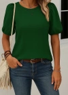 Kadın Kısa Kollu Pileli Balın Kol Bürümcük Bluz