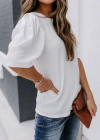 Kadın Kısa Kollu Pileli Balon Kol Bürümcük Bluz