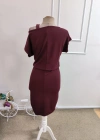 Kadın Kısa Kollu Tek Omuz Askı Ve Aksesuar Detay Beli Lastikli Krep Elbise