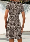 Kadın Kısa Kollu V çapraz Yaka Detaylı Desenli Süprem Elbise
