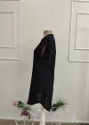 Kadın Kısa Kollu V Hakim Yakalı Kısa Keten Elbise