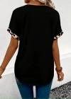 Kadın Kısa Kollu V Leopar Yakalı Viskon Bluz