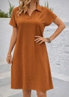 Kadın Kısa Kollu V Yaka Aerobin Kumaş Diz üstü Elbise