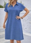 Kadın Kısa Kollu V Yaka Aerobin Kumaş Diz üstü Elbise