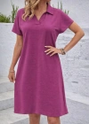 Kadın Kısa Kollu V Yaka Aerobin Kumaş Diz üstü Elbise