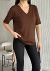 Kadın Kısa Kollu V Yaka Ajurlu Triko BluZ