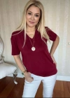 Kadın Kısa Kollu V Yaka Bluz