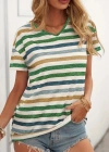 Kadın Kısa Kollu V Yaka çizgili Süprem Tshirt