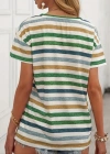 Kadın Kısa Kollu V Yaka çizgili Süprem Tshirt
