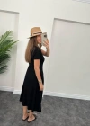 Kadın Kısa Kollu V Yaka Maxi Boy Elbise 124 Cm