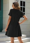 Kadın Kısa Kollu V Yaka önü Düğmeli Viskon Elbise