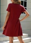 Kadın Kısa Kollu V Yaka önü Düğmeli Viskon Elbise