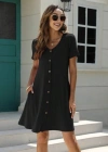 Kadın Kısa Kollu V Yaka önü Düğmeli Viskon Elbise