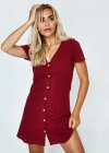 Kadın Kısa Kollu V Yaka önü Düğmeli Viskon Elbise