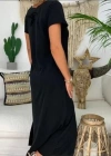Kadın Kısa Kollu V Yaka Süprem Tam Boy Elbise