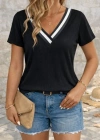 Kadın Kısa Kollu V Yakalı Bürümcük Bluz