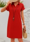 Kadın Kısa Kollu V Yakalı Bürümcük Elbise