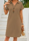 Kadın Kısa Kollu V Yakalı Bürümcük Elbise