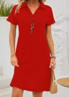 Kadın Kısa Kollu V Yakalı Bürümcük Elbise