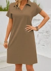 Kadın Kısa Kollu V Yakalı Bürümcük Elbise