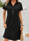 Kadın Kısa Kollu V Yakalı Bürümcük Elbise