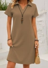 Kadın Kısa Kollu V Yakalı Bürümcük Elbise