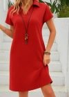 Kadın Kısa Kollu V Yakalı Bürümcük Elbise