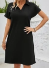 Kadın Kısa Kollu V Yakalı Bürümcük Elbise