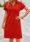 Kadın Kısa Kollu V Yakalı Bürümcük Elbise