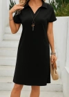 Kadın Kısa Kollu V Yakalı Bürümcük Elbise
