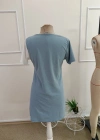 Kadın Kısa Kollu V Yakalı çift Renklç Kısa Lazer Kesim çiçek Detaylı Ithal Krep Elbise