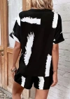 Kadın Kısa Kollu V Yakalı Desenli Bluz Ve Short Ikili Süprem Takım