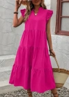 Kadın Kısa Kollu V Yakalı Geniş Kesim Uzun Trikoton Elbise