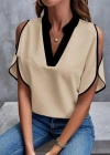 Kadın Kısa Kollu V Yakalı Ithal Krep Bluz