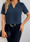 Kadın Kısa Kollu V Yakalı Ithal Krep Elbise