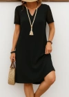 Kadın Kısa Kollu V Yakalı Kısa Janjan Krep Elbise
