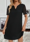 Kadın Kısa Kollu V Yakalı Kısa Janjan Krep Elbise