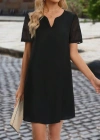 Kadın Kısa Kollu V Yakalı Kısa Janjan Krep Elbise