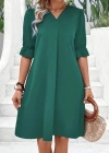 Kadın Kısa Kollu V Yakalı Salaş Janjan Krep Elbise