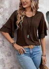 Kadın Kısa Kollu V Yakalı Viskon Bluz