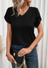 Kadın Kısa Kollu V Yakalı Viskon Bluz