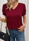 Kadın Kısa Kollu V Yakalı Viskon Bluz