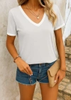 Kadın Kısa Kollu V Yakalı Viskon Bluz