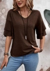 Kadın Kısa Kollu V Yakalı Viskon Bluz