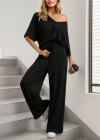 Kadın Kısa Kollu V Yakalı Viskon Bluz Ve Pantolon Ikili Takım