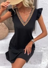 Kadın Kısa Kollu V Yakalı Viskon Elbise