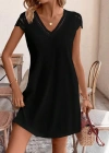 Kadın Kısa Kollu V Yakalı Viskon Elbise