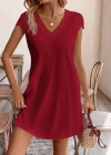 Kadın Kısa Kollu V Yakalı Viskon Elbise